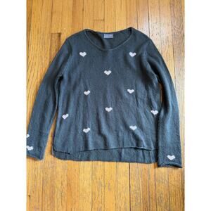 Womens Wooden Ships Sweater S/M Gray Heart Graphic